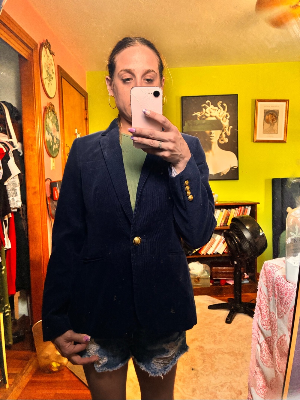 J. Crew Navy Velvet Single-Button Blazer - Picture 5 of 5